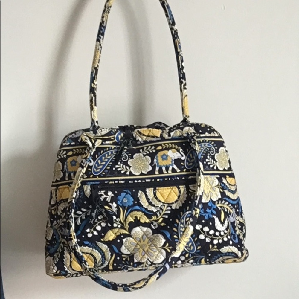 Vera Bradley Eloise Ellie Blue Yellow Paisley Shoulder Carryall Style Bag - Picture 2 of 11